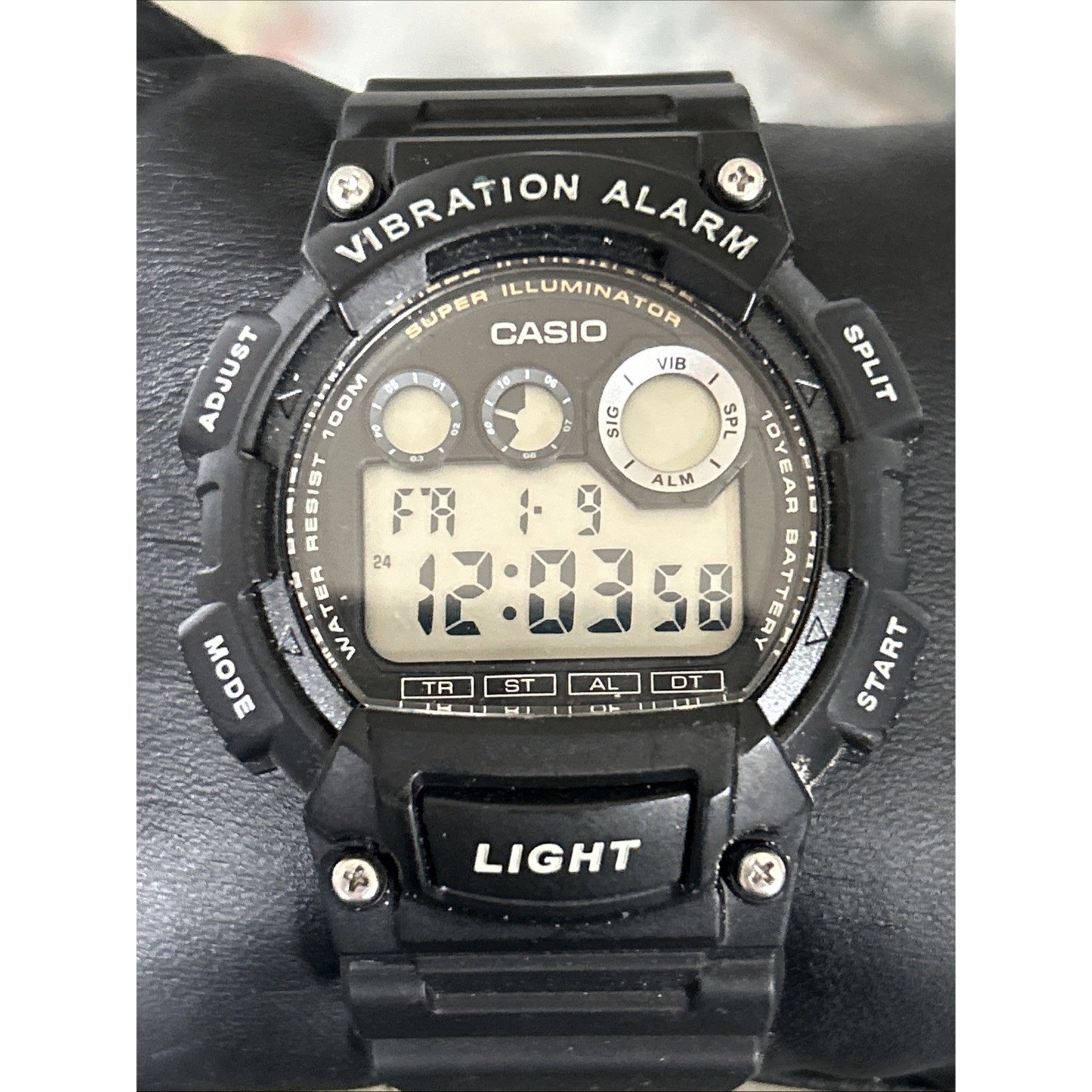 Casio Super Illuminator All Black Mens Digital Watch Casio Super Illuminator All Black Mens Digital Watch